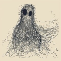 Sticker - Ghost drawing sketch art.