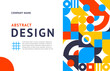 © Buch&Bee - Abstract business banner with geometric elements. Vector modern background, template or layout for company identity. Creative design with graphic pattern in bright blue, white, red, yellow colors