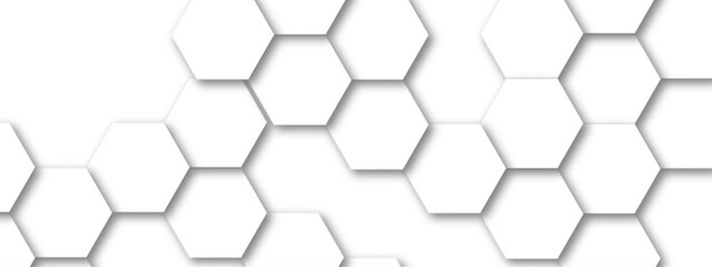 Abstract white hexagon pattern background. Abstract hexagon technology design background. Futuristic honeycomb mosaic white background. Vector Illustration. 