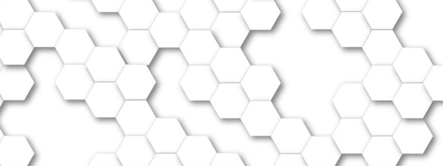 Poster - Abstract white hexagon pattern background. Abstract hexagon technology design background. Futuristic honeycomb mosaic white background. Vector Illustration. 