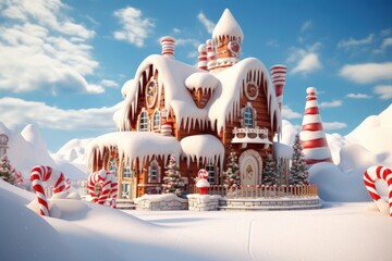 Wall Mural - Santa claus house gingerbread confectionery architecture.