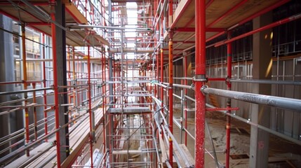 Poster - scaffolding plays a crucial role in construction, providing temporary support and access for workers