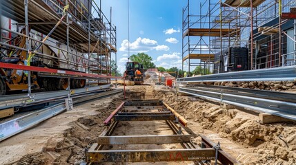Poster - Scaffolding systems with integrated access gates and secure entry points ensure controlled site access and perimeter security
