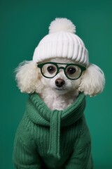 Wall Mural - Glasses portrait sweater mammal.