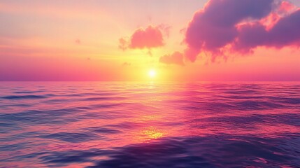 Wall Mural - Ocean's Embrace: A breathtaking sunset paints the sky and sea in vibrant hues of pink and orange, creating a mesmerizing spectacle of nature's artistry. 