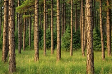 Canvas Print - Pine forest outdoors woodland prairie.