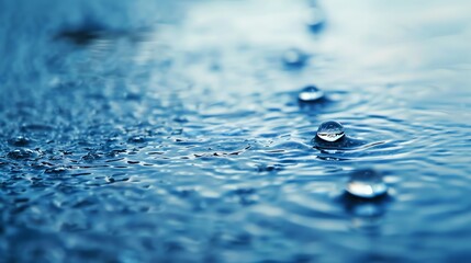 Wall Mural - water drops on a blue surface.