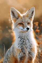 Poster - A fox sitting in a field of tall grass