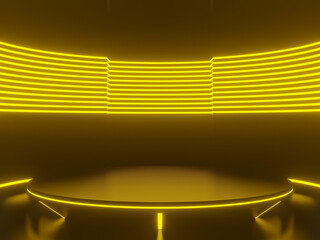 Wall Mural - Black background with yellow neon lights