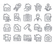 © lanastace - Real estate editable stroke outline icons set isolated on white background flat vector illustration. Pixel perfect. 64 x 64