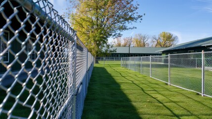 Poster - The adaptation of chain link fences for temporary dog kennels and pet boarding facilities includes weatherproof enclosures and secure play areas.