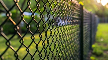 Poster - The aesthetics of chain link fences are enhanced with decorative caps, ornamental posts, and lattice accents