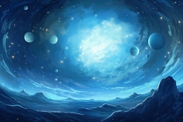 Wall Mural - Night galactic sky astronomy universe planet.