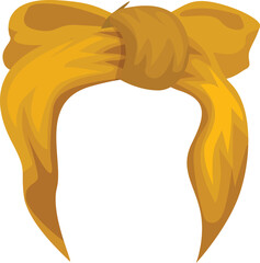 Poster - yellow headscarf tied in a knot with a bow on top, a fashionable accessory for women