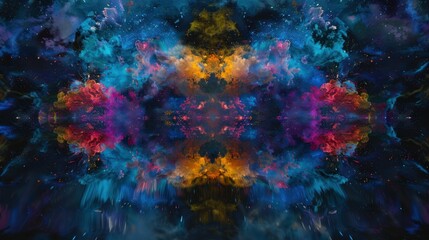 Canvas Print - Abstract colorful swirling galaxy with stars and nebulae.