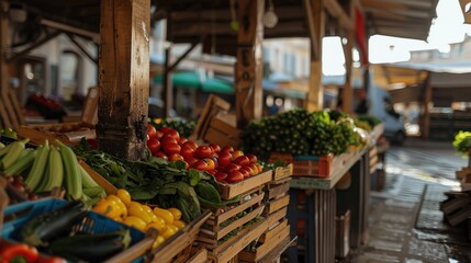 Wall Mural - Fresh produce for sale at an open-air market.