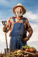 Wall Mural - Farmer gardening tool outdoors.