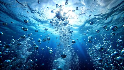 Canvas Print - A Serene Underwater Scene with Rising Bubbles  AI generated