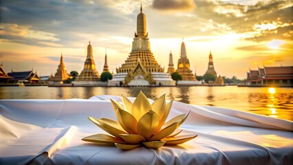 Golden Lotus Offering at Wat Arun  Generative AI