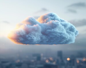Wall Mural - a single fluffy cloud floats in the sky. ai.