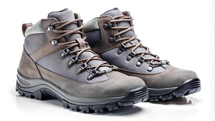 Sticker - Nomad Soul: Gray Suede Hiking Boots with Leather Trim  Generative AI