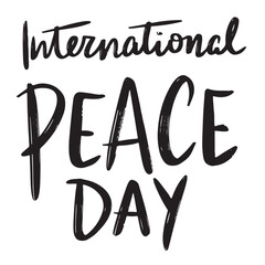 Wall Mural - International Peace Day text lettering. Hand drawn vector art.