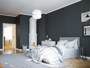 Poster - modern bedroom interior.