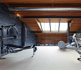 Wall Mural - home gym room in the attic