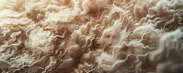 Soft sheep wool with natural crimp, 4K hyperrealistic photo