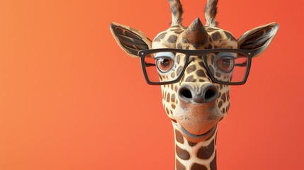 Sticker - A cartoon giraffe wearing glasses.