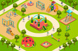 © artisticco - Isometric Map of Kids Playing in a Playground Vector Illustration