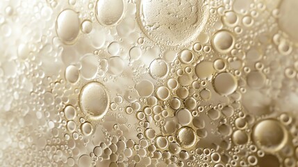 Wall Mural - a macro photograph of water bubbles on a golden background.