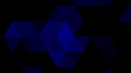 Poster - Dark blue and black abstract mosaic geometric background animation with triangles, modern technology wallpaper