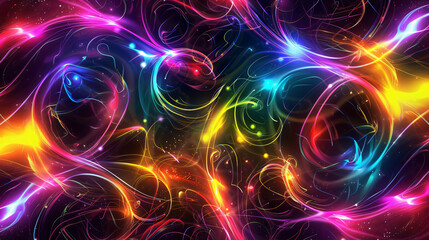 Fototapete - Vibrant plasma streams flowing and glowing against a dark abstract background