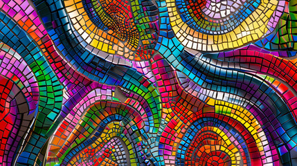 Aufkleber - Dynamic and vivid mosaic pattern is creating a fluid and abstract design
