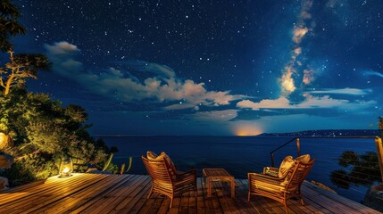 Milky Way Over Ocean Deck