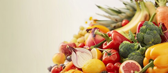 Poster - Organic fruits and vegetables for healthy delicious meals with copy space image