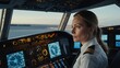© YENI - Captain and woman copilot getting ready to fly airplane
