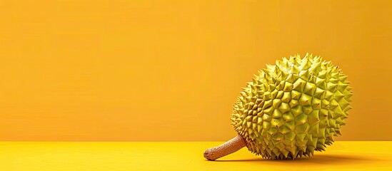Poster - Durian fruit displayed on a yellow backdrop with copy space image
