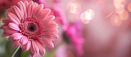 Aufkleber - Floral arrangement featuring a vibrant pink flower with copy space image