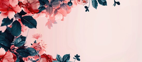 Poster - Floral border with a copy space image for displaying making it perfect for presentations