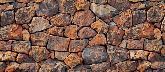 Fototapete - Laterite stone wall creating a backdrop with copy space image