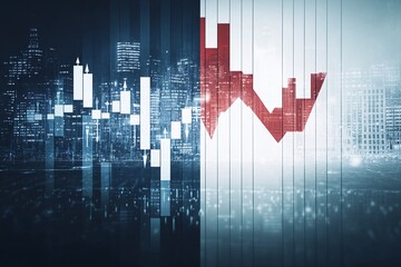 Poster - a split image showing a stock market crash on one side and a political rally on the other, connected