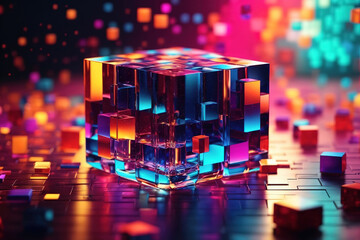 Fototapete - Wonderful creative cubes with sense of science and technology