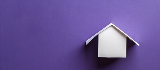 Aufkleber - Top view of a paper house set against a purple background with copy space image
