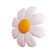 © Yuliia Osadcha - Daisy plastic flower cartoon icon 3d render illustration. Cute chamomile bubble bloom with white petals for spring and summer design. Abstract glossy balloon blossom . Garden floral element.