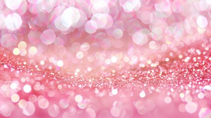 Wall Mural - Pink glitter and bokeh lights creating a sparkling and festive texture. Celebration and glamour concept.