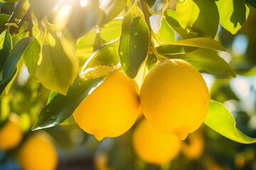 Poster - Lemons growing in a garden