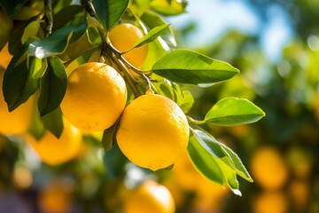 Poster - Lemons growing in a garden