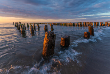 Wall Mural - sunset over the baltic coast in poland.